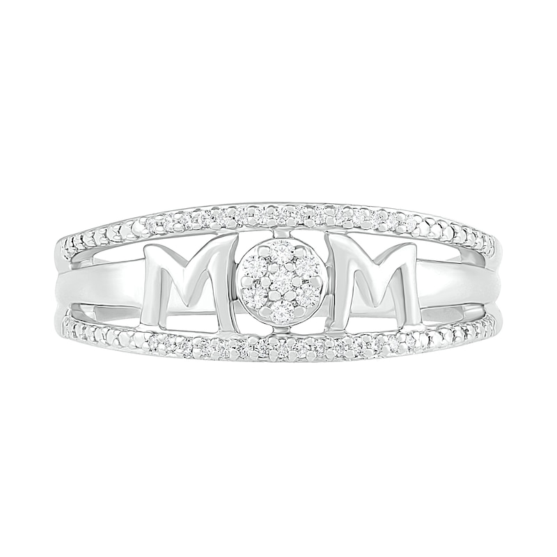 0.085 CT. T.W. Diamond "MOM" Double Row Ring in Sterling Silver|Peoples Jewellers