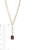 Emerald-Cut Garnet Solitaire and Paper Clip Chain "Y" Necklace in 10K Gold