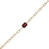 Thumbnail Image 0 of Emerald-Cut Garnet Solitaire and Paper Clip Chain Bracelet in 10K Gold - 7.25"