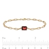 Thumbnail Image 3 of Emerald-Cut Garnet Solitaire and Paper Clip Chain Bracelet in 10K Gold - 7.25"