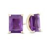 Thumbnail Image 0 of Emerald-Cut Amethyst Solitaire Stud Earrings in 10K Gold