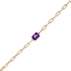 Thumbnail Image 0 of Emerald-Cut Amethyst Solitaire and Paper Clip Chain Bracelet in 10K Gold - 7.25"