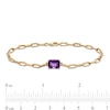 Thumbnail Image 3 of Emerald-Cut Amethyst Solitaire and Paper Clip Chain Bracelet in 10K Gold - 7.25"