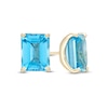 Emerald-Cut Swiss Blue Topaz Solitaire Stud Earrings in 10K Gold