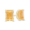 Emerald-Cut Citrine Solitaire Stud Earrings in 10K Gold