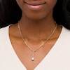 Thumbnail Image 1 of Emerald-Cut Swiss Blue Topaz Solitaire and Paper Clip Chain "Y" Necklace in 10K Gold