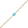 Thumbnail Image 0 of Emerald-Cut Swiss Blue Topaz Solitaire and Paper Clip Chain Bracelet in 10K Gold - 7.25"