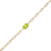 Thumbnail Image 0 of Emerald-Cut Peridot Solitaire and Paper Clip Chain Bracelet in 10K Gold - 7.25"