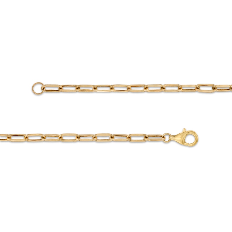 Emerald-Cut Peridot Solitaire and Paper Clip Chain Bracelet in 10K Gold - 7.25"