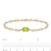 Thumbnail Image 3 of Emerald-Cut Peridot Solitaire and Paper Clip Chain Bracelet in 10K Gold - 7.25"