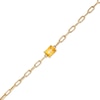 Thumbnail Image 0 of Emerald-Cut Citrine Solitaire and Paper Clip Chain Bracelet in 10K Gold - 7.25"