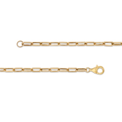 Emerald-Cut Citrine Solitaire and Paper Clip Chain Bracelet in 10K Gold - 7.25"