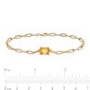 Thumbnail Image 3 of Emerald-Cut Citrine Solitaire and Paper Clip Chain Bracelet in 10K Gold - 7.25"