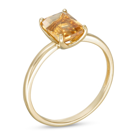 Emerald-Cut Citrine Solitaire Ring in 10K Gold