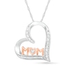 Thumbnail Image 0 of 0.04 CT. T.W. Diamond Heart "MOM" Pendant in Sterling Silver and 10K Rose Gold