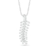 0.29 CT. T.W. Baguette and Round Diamond Feather Pendant in Sterling Silver