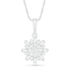 0.23 CT. T.W. Baguette and Round Diamond Snowflake Pendant in 10K White Gold