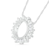 0.23 CT. T.W. Baguette and Round Diamond Circle Sunburst Pendant in 10K White Gold