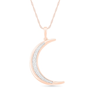 0.085 CT. T.W. Diamond Crescent Moon Pendant in 10K Rose Gold