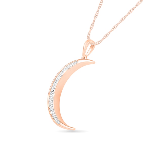 0.085 CT. T.W. Diamond Crescent Moon Pendant in 10K Rose Gold