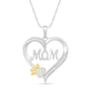 Thumbnail Image 0 of Diamond Accent Heart "Mom" with Paw Pendant in Sterling Silver and 10K Gold