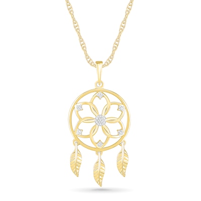 0.04 CT. T.W. Diamond Dream Catcher Pendant in 10K Gold