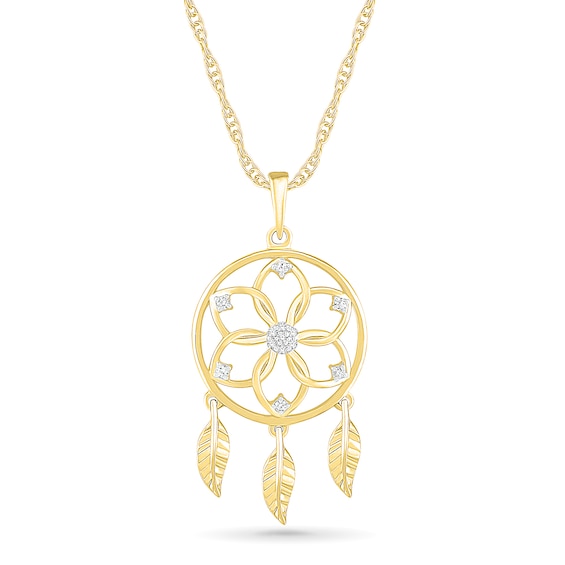 0.04 CT. T.W. Diamond Dream Catcher Pendant in 10K Gold