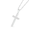 Thumbnail Image 1 of 0.23 CT. T.W. Diamond Scalloped Cross Necklace in 10K White Gold