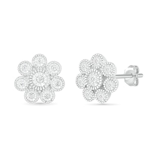 0.085 CT. T.W. Composite Diamond Flower Stud Earrings in 10K Gold