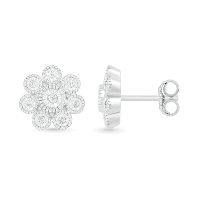 0.085 CT. T.W. Composite Diamond Flower Stud Earrings in 10K Gold