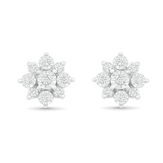 0.145 CT. T.W. Diamond Sunburst Stud Earrings in 10K Gold