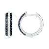 0.45 CT. T.W. Black Enhanced and White Diamond Multi-Row Hoop Earrings in 10K White Gold