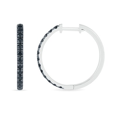 0.45 CT. T.W. Black Enhanced Diamond Hoop Earrings in 10K White Gold