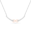 Thumbnail Image 0 of 0.115 CT. T.W. Diamond Infinity Necklace in Sterling Silver and 10K Rose Gold