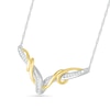 Thumbnail Image 1 of 0.23 CT. T.W. Diamond "V" Twist Necklace in Sterling Silver and 10K Gold