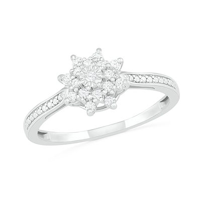 0.145 CT. T.W. Diamond Sunburst Promise Ring in 10K White Gold