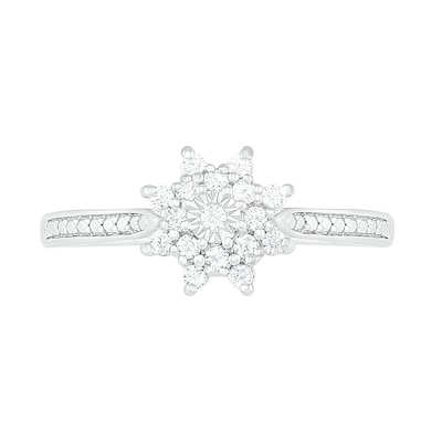 0.145 CT. T.W. Diamond Sunburst Promise Ring in 10K White Gold