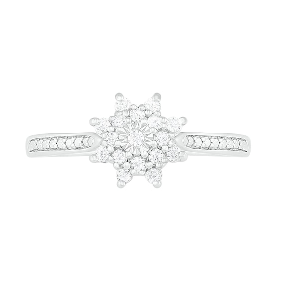 0.145 CT. T.W. Diamond Sunburst Promise Ring in 10K White Gold