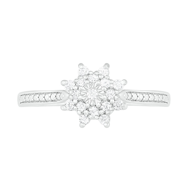 0.145 CT. T.W. Diamond Sunburst Promise Ring in 10K White Gold|Peoples Jewellers