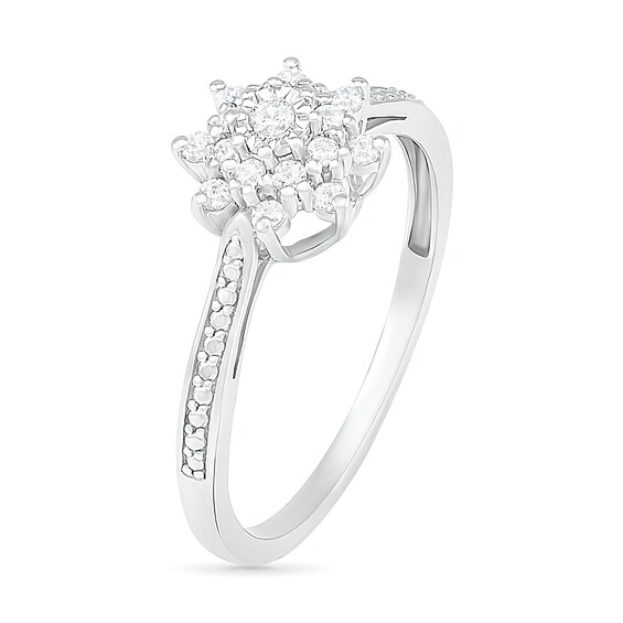 0.145 CT. T.W. Diamond Sunburst Promise Ring in 10K White Gold