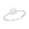 Thumbnail Image 0 of 0.23 CT. T.W. Baguette and Round Diamond Flower Promise Ring in 10K White Gold