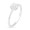 Thumbnail Image 2 of 0.23 CT. T.W. Baguette and Round Diamond Flower Promise Ring in 10K White Gold