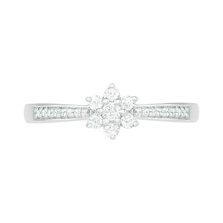 0.18 CT. T.W. Composite Diamond Flower Promise Ring in 10K White Gold