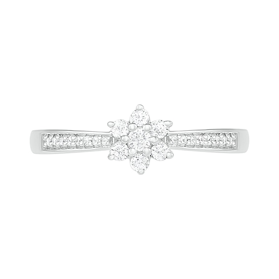 0.18 CT. T.W. Composite Diamond Flower Promise Ring in 10K White Gold