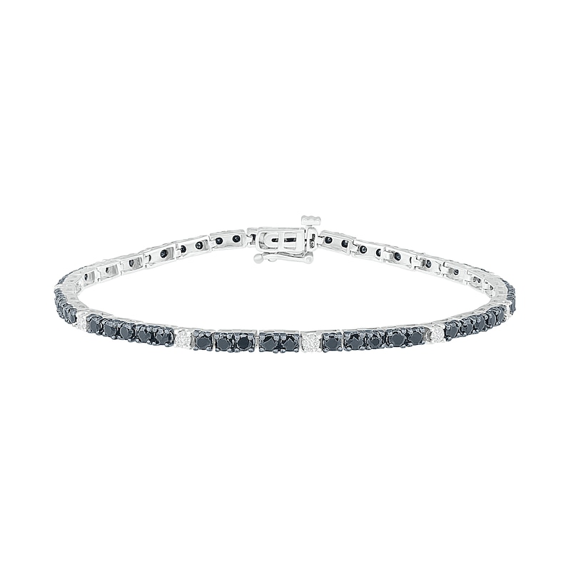 2.95 CT. T.W. Black Enhanced and White Diamond Bracelet in 10K White Gold – 7.5"|Peoples Jewellers