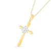 0.085 CT. T.W. Diamond Flower Cross Pendant in 10K Gold