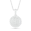 Thumbnail Image 0 of 0.38 CT. T.W. Composite Baguette and Round Diamond Sunburst Pendant in 10K White Gold