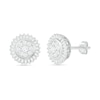 Thumbnail Image 1 of 0.58 CT. T.W. Composite Baguette and Round Diamond Sunburst Stud Earrings in 10K White Gold