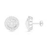 0.58 CT. T.W. Composite Baguette and Round Diamond Sunburst Stud Earrings in 10K White Gold