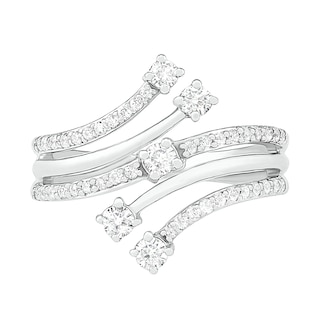 0.45 CT. T.W. Diamond Multi-Row Bypass Ring in 10K White Gold